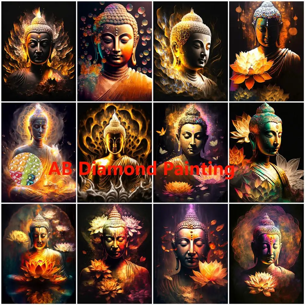 AB Gyémánt Art Festmény, Készletek, Buddha, Mozaik, Cross Stitch Lotus Gyöngyökkel Hímzett Vallás Képek A Haza0