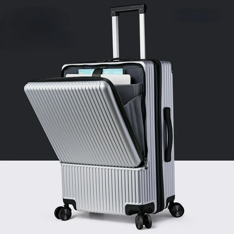 Alumínium keret Utazás bőrönd Egyetemes kerék Kocsi PC Box gurulós bőrönd táska Férfi üzleti 20 cm hordoz kiegészítő Csomagja3