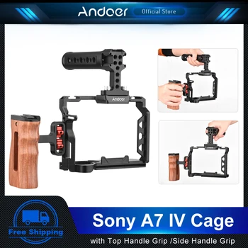 Andoer Kamera Ketrec Készlet Sony A7 IV Kamera Felső Markolat Fa Oldalsó Markolat a Fényképezőgép Ketrec Sony A7 IV Tartozékok