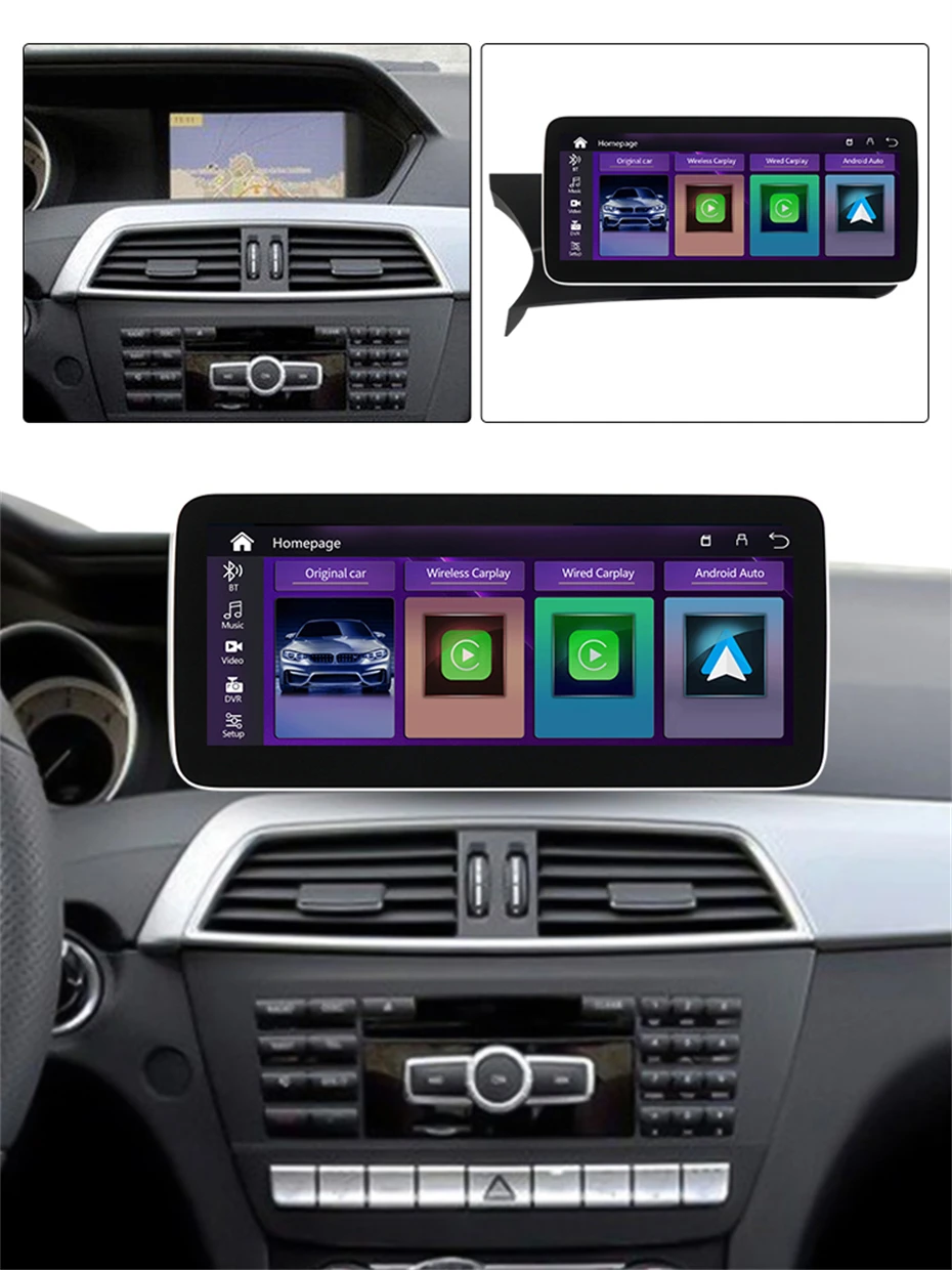 Androidos Autó Multimédia Lejátszó, GPS, Rádió Mercedes Benz C-Osztály W204 2011-2014-Es Sztereó CarPlay Képernyő1