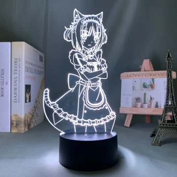 Anime Nekopara Azuki Led-es Éjszakai Fény, a Hálószoba Dekoráció Születésnapi Ajándék Éjjeli Rüh Waifu Szoba Táblázat 3d Lámpa Nekopara
