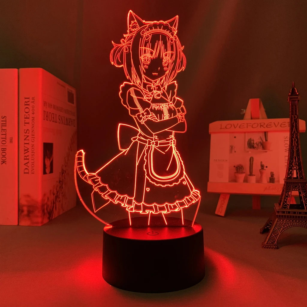 Anime Nekopara Azuki Led-es Éjszakai Fény, a Hálószoba Dekoráció Születésnapi Ajándék Éjjeli Rüh Waifu Szoba Táblázat 3d Lámpa Nekopara2