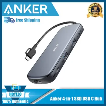 Anker PowerExpand 4-in-1 SSD, USB C Hub 256G SSD Tároló 4K HDMI 100W Tápellátás 2 USB 3.0 Adatok Portok MacBooK