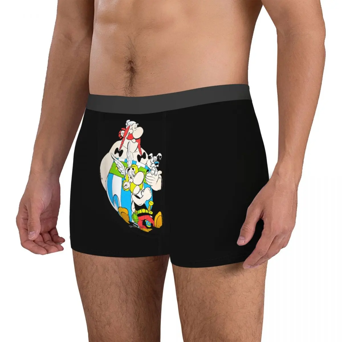 Aranyos Asterix, Valamint Obelix Férfi Fehérnemű Anime Rajzfilm boxeralsót Nadrág Bugyi Közepe Derék Alsónadrág a Homme Plus Size3
