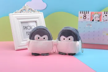 Aranyos plüss pingvin mini erszényem puha pozitív energia plüss cipzár, gomb, USB kábel, fülhallgató tároló táska lány, ünnep, ajándék