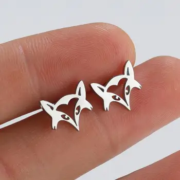 Aranyos Rozsdamentes Acél Fox Fülbevaló Női Mini Origami Fox Fülbevalók Divat Ékszerek Fekete Állat Fülbevaló Tartozékok Gyermekek