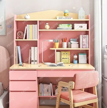 Asztal lány íróasztal általános iskola haza házi feladatot íróasztal, könyvespolc integrált tanulás asztal szék szett