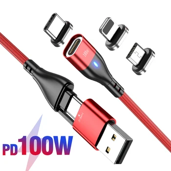 AUFU Mágneses USB-Kábel iPhone PD 100W USB C Típusú adatkábel A Xiaomi Samsung Gyors Töltés 3 in 1 USB-C Micro USB Kábel