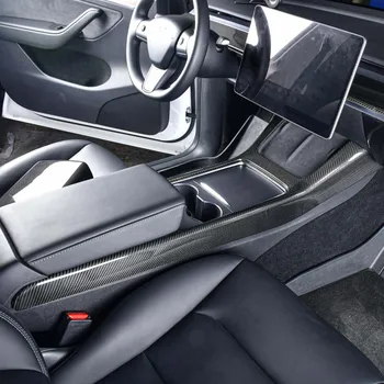 Autós Tartozékok A Tesla Model 3 2017-2022 Központi Konzol Oldalon Trim Modell Y 2023 Belső Dekoráció Borító Matrica Igazi Szén-Fibe