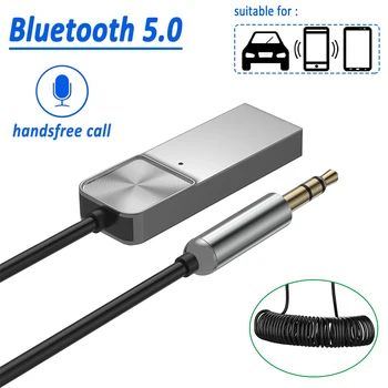 AUX USB-Bluetooth-5.0 Sztereó Receiver Vezeték nélküli Adapter 3,5 mm-es, 3.5 Jack Aux Bluetooth Audio Receiver Zenei Autóskészlet Adó Mikrofon