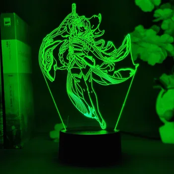 Baal 3D Genshin Hatása Lámpa Fiúk Szerencsejáték Szoba Dekoratív Asztali Éjjeli RGB Villogó Akcentussal Fények Játék Ábra Raiden Sógun