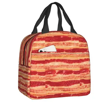 Bacon Minta Hordozható Ebédet a Nők Szivárgásmentes Hús Hűtő Hűtési Élelmiszer Szigetelt Ebéd Bag Irodai Munka