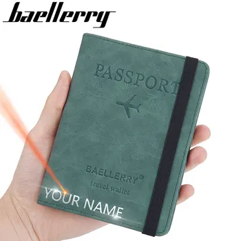 Baellerry 2023 Új RFID-Férfiak Utazni, Útlevél, Pénztárca Neve Szabott Egyszerű Unisex Pénztárca Márka Kártya Tartóját a Nő Útlevelek Borító