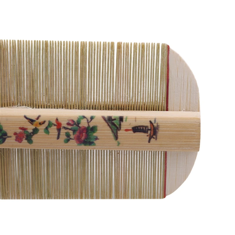 Bambusz Tetű Fésű, Színes Random Hajápoló Hajformázó Eszközök Mindkét Oldalon Bambusz Mushu Oldalas Comb Korpás Haj Stílus3