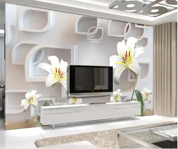 beibehang Egyéni háttérkép, 3d modern, egyszerű, három-dimenziós megkönnyebbülés lily nappali TV háttér tapéta Cucc de parede