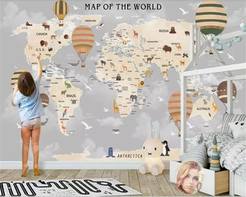 beibehang Fal háttérkép, 3d-s Egyéni gyerek szoba háttérkép rajzfilm világ térkép dekoráció háttérkép háttér papier peint freskó 3d