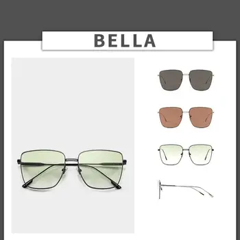 Bella zöld napszemüveg light-színes lencsék gm napszemüveg fém négyzet alakú keret nagy keret arcát kis szemüveg UV védelem