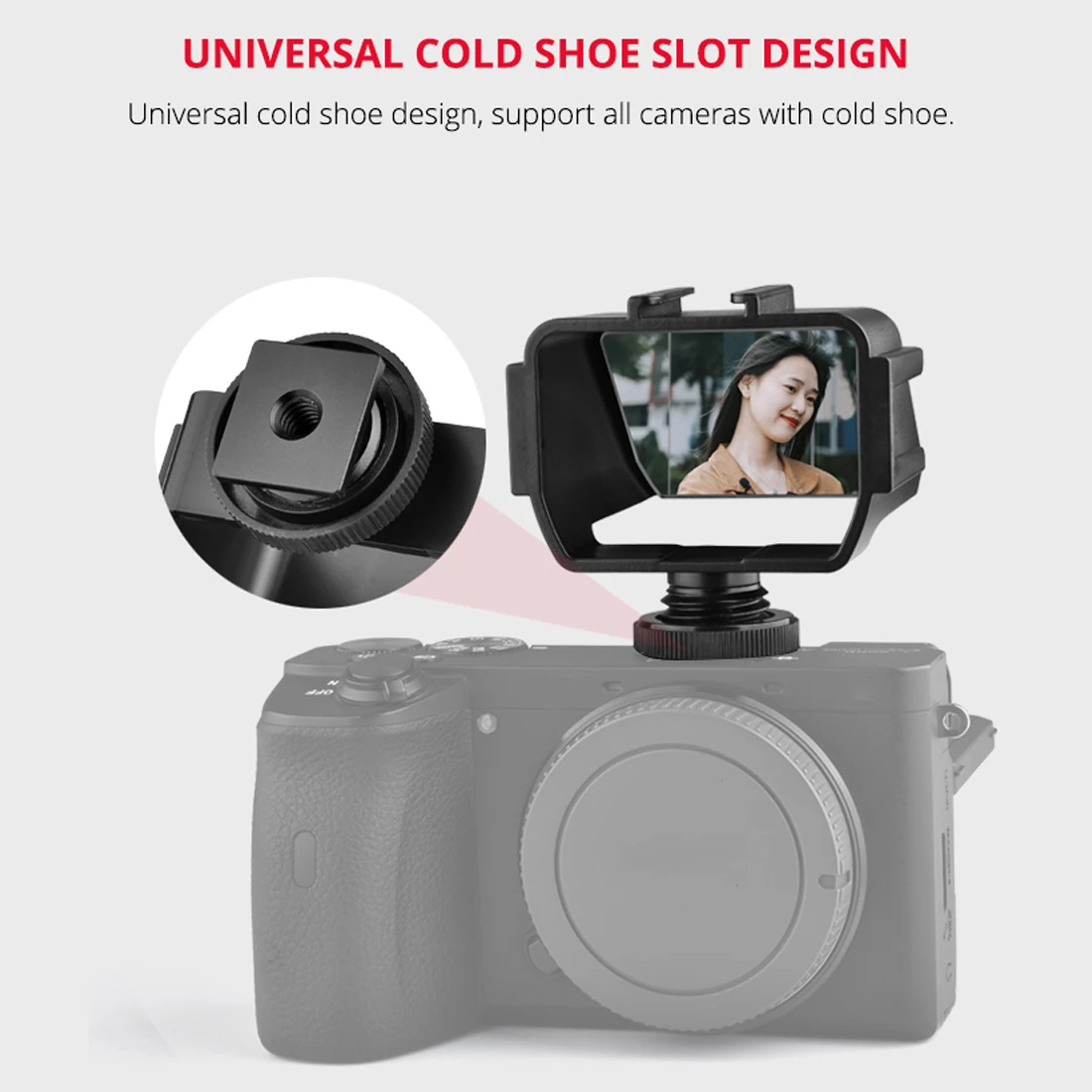 BGNing Kamera Flip Képernyő Műanyag Keret Extenter 3 Hideg Cipő állvány Mikrofon Vaku Sony /Canon /Nikon /Fuji XT2/3 XT20/305