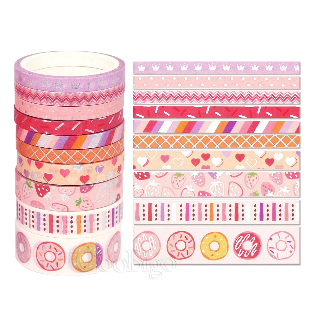 Boldog Születésnapot Matrica Aranyos Rózsaszín Washi Tape Set Matrica Címke Dekoráció Scrapbooking Gyerekek Iskolai Esztétikai Írószer 15Rolls/Sok3