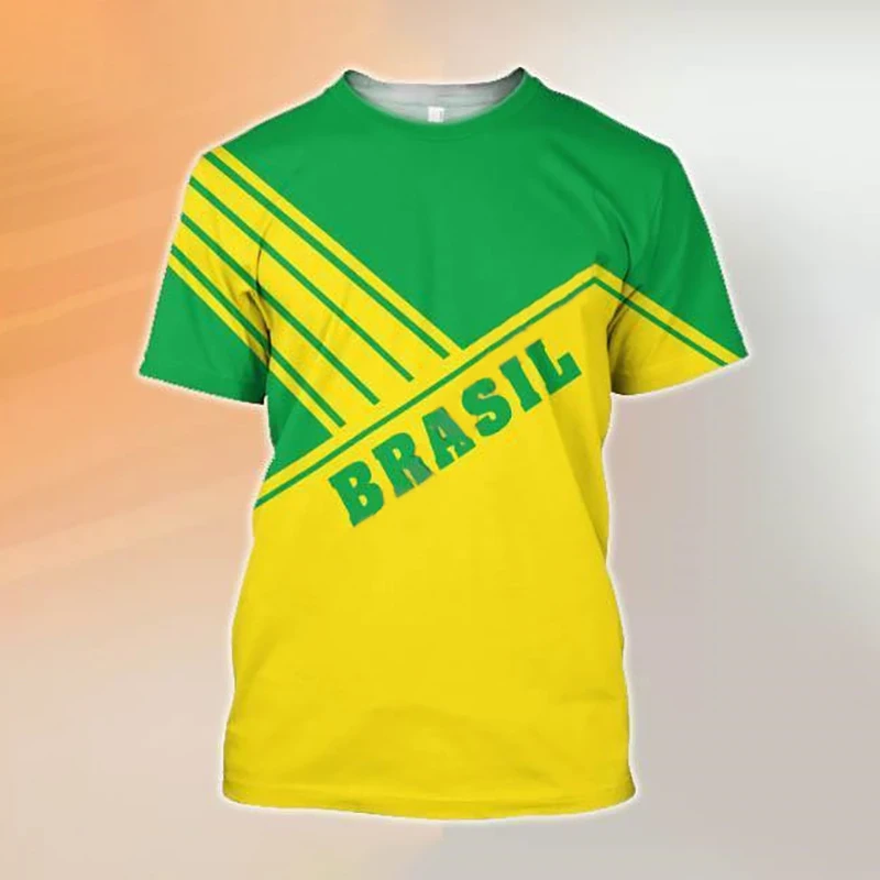 Brazília póló Férfi 3D Brazília Zászló Nyomtatás Menő Férfi Ruházat O Nyak Divat Fél Ujjú Férfi póló Nagy Méretű Felsők Pólók 6XL2