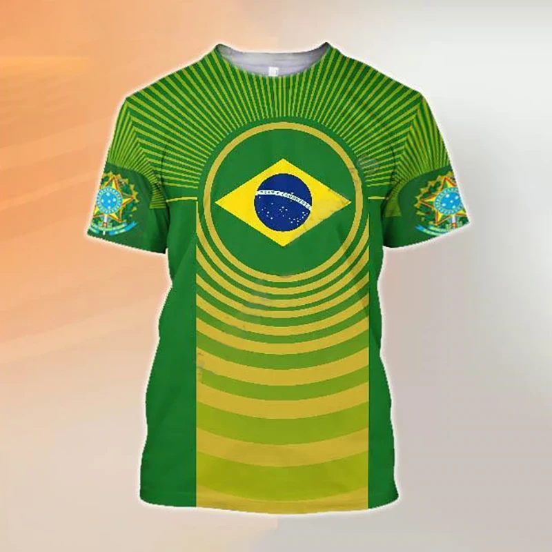 Brazília póló Férfi 3D Brazília Zászló Nyomtatás Menő Férfi Ruházat O Nyak Divat Fél Ujjú Férfi póló Nagy Méretű Felsők Pólók 6XL4