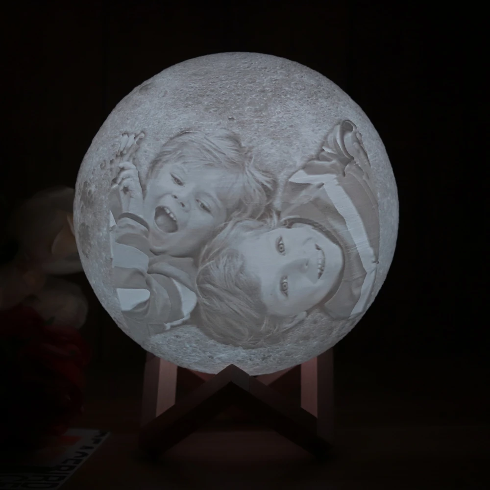 Csepp Szállítási Fotó Egyéni Hold Lámpa 3D Nyomtatás Holdfényes Éjszakai Fény USB Újratölthető Személyiség Luna A Szöveg & Fotó2