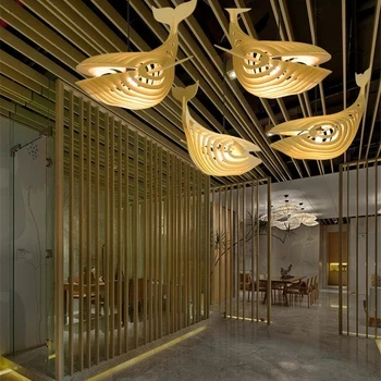 Csillárok Lámpák LED-Modern fa bálna art étterem, nappali, hálószoba, személyre szabott Délkeleti Asiandecorative világítás