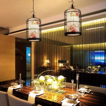 Csillárok Lámpák MiFuny Új Kínai Stílusú Tájkép Festmény Lámpa Hot Pot Étterem Hotel Led Mennyezeti Medál