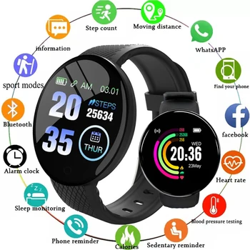 D18 Intelligens Karóra Férfi Vérnyomás Vízálló Smartwatch Női pulzusmérő Fitness Tracker Nézni a Sport Az Android-IOS