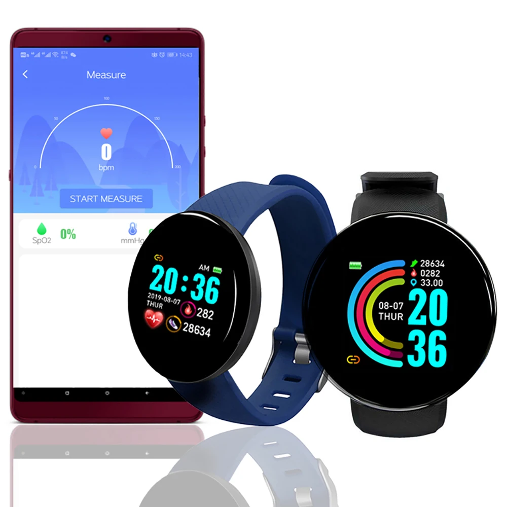 D18 Intelligens Karóra Férfi Vérnyomás Vízálló Smartwatch Női pulzusmérő Fitness Tracker Nézni a Sport Az Android-IOS2