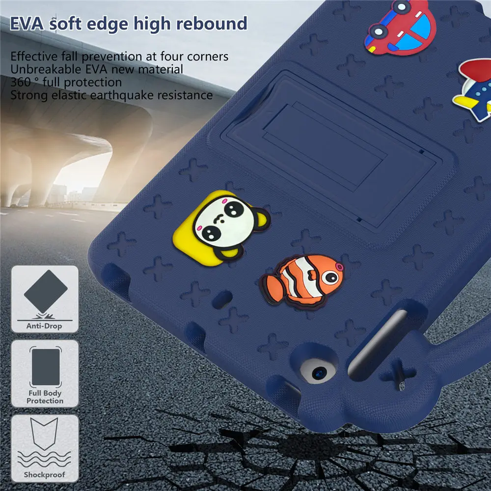 DIY 3D-s Rajzfilm Medve Gyerekek Biztonságos Állvány EVA tok iPad Mini 1 2 3 4 5 7.9 colos Teljes Test Védelem Kezelni Tabletta Fedezi4
