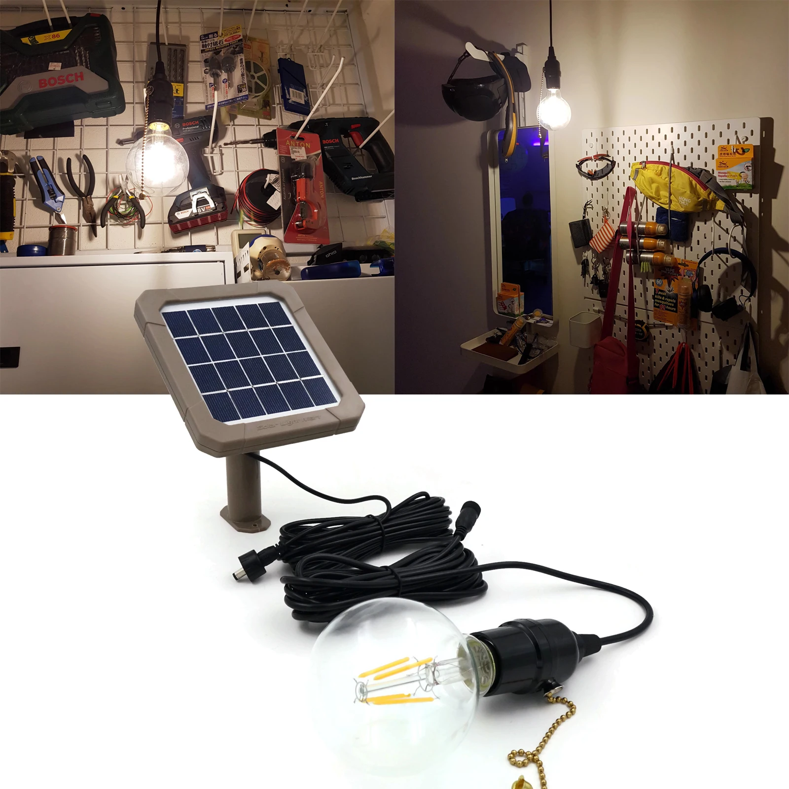Eddie Vintage 300X Meleg Fehér LED Solar Fészer Lámpa Beltéri Haza Fény Műhely Raktár raktár0