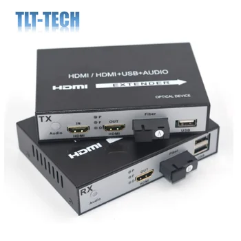 Egy pár HDMI KVM Extender át Üvegszálas Optikai Támogatja az USB billentyűzet vagy egér akár 20 km-re SC csatlakozó