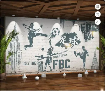 Egyedi falfestmény, 3d háttérkép téglafal focista háttér otthoni dekoráció fotó tapéta a falakon 3 d nappali