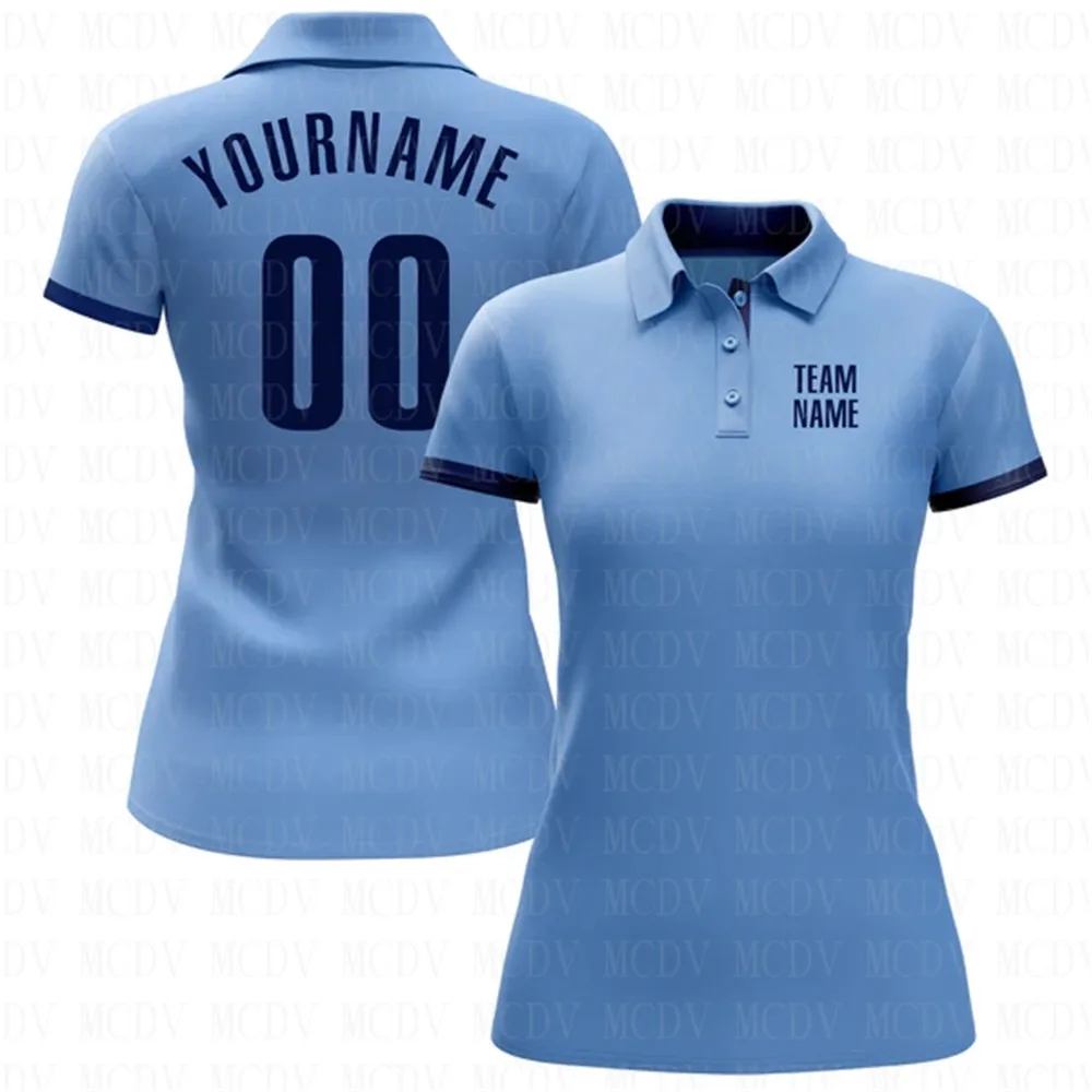 Egyéni Világos Kék Royal Teljesítmény Golf Polo Shirt 3D Nyomtatott Női Golf Polo Túlméretezett Póló, Nyári Sport Kupakos5