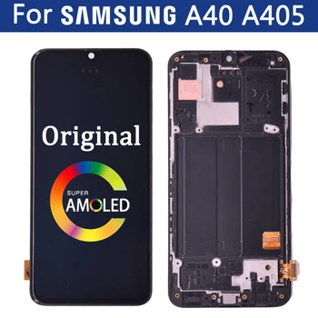 Eredeti Super AMOLED Samsung galaxy A40 A405 A405FN A405F A405FM kijelző érintőképernyő Digitalizáló Közgyűlés lcd csere