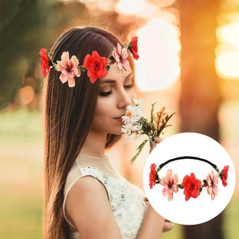 Esküvői Virág Korona Esküvői Bohém Koszorú Hairband Fél Virágos Lány Haj Tartozékok Virág Fejpánt Garland Fejdísz