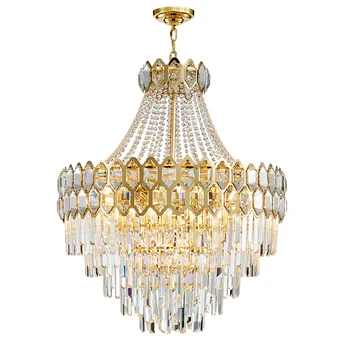 Európai Luxus Csillár Világítás Északi Kristály Hanglamp Villa Duplex Dekoráció Nappali Lampe Lustres Led Fény Cristall