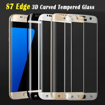 Forró 3D Ívelt Felület Teljes Borító Lefedettség robbanásbiztos Edzett Üveg Fólia Samsung Galaxy S7 él nélkül csomag 100-as