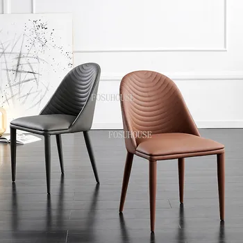 FOSUHOUSE étkező székek Fény luxus skandináv otthon konyhabútor Nyereg bőr étkező szék Tervező háztartási szék Háttámla