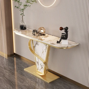 Félkör Lámpa Luxus Konzol Asztal Kreatív Nappali Bútor Bejárat Haza Tornácon, Vas Táblázat olasz Lap Keskeny Asztal