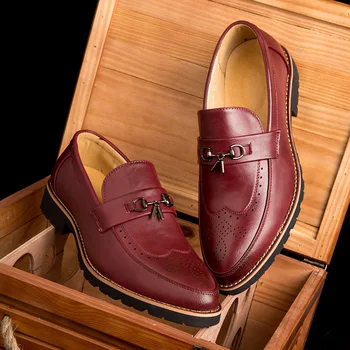 Férfi egyéni cipő faragni minta vagy minták, a fából lélegző csúszásgátló piros férfi fiatal bullock divat, cipő, cipő borító