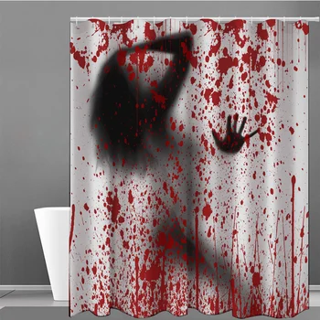 Fürdőszoba Ijesztő 3D Horror Véres Fröccs Halloween Dekoráció Vízálló Penész-Bizonyíték Zuhanyzó Függöny, Art Deco Fürdőkádban Képernyő