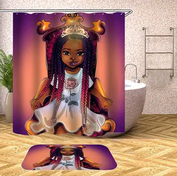 Gyönyörű Afro Lány Varázslat, Fekete Királynő Afro-Amerikai Fürdőszoba Függöny