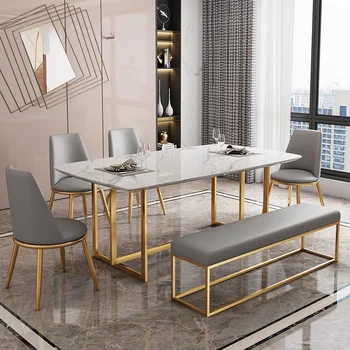 High-End Konyha Étkező Asztalok Nagy Családi Luxus Stílusú, Fényes Márvány Asztal Bútor Étkező Kiváló Minőségű