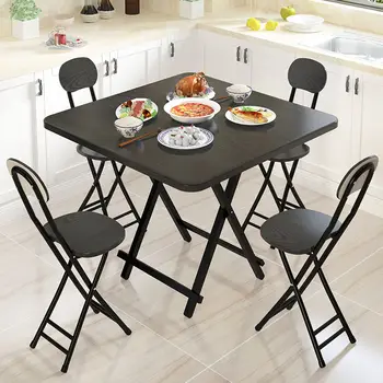 Hordozható Összecsukható Asztal Modern, Egyszerű, Nappali, Ebédlő Asztalt Bútor, Tömör Fa Étterem, Konyha Asztal Összecsukható Szék