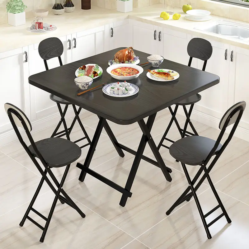 Hordozható Összecsukható Asztal Modern, Egyszerű, Nappali, Ebédlő Asztalt Bútor, Tömör Fa Étterem, Konyha Asztal Összecsukható Szék0