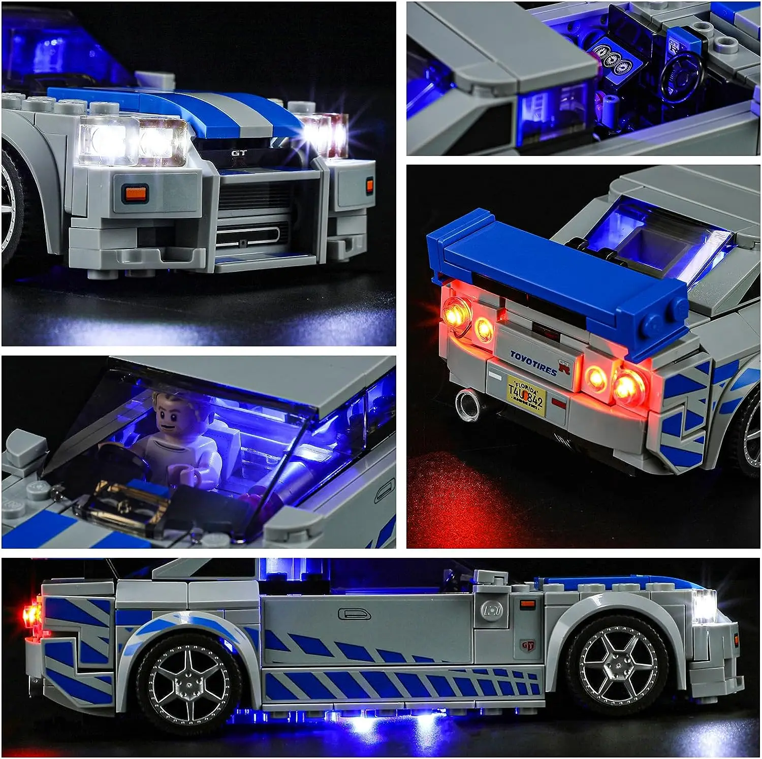 Hprosper LED Fény 76917 Sebesség 2 Fast 2 Furious Nissan Skyline GT-R (R34) Dekorációs Lámpa (építőkövei Nem Tartalmazza)5