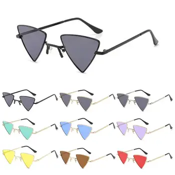 Háromszög alakú Kis Hippi Napszemüvegek UV400 Védelem Fém Keret Punk Árnyalatok Színezett Színes Lencse, Nap Szemüveg Női & Férfi