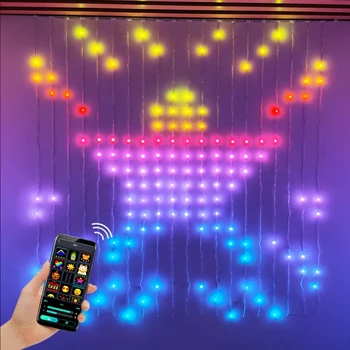 Intelligens Programozható Pixel LED Szalag Bluetooth Alkalmazás WS2812 RGBIC Neon Kijelző Alá DIY Szöveg Minta Függöny Karácsonyi Dekoráció